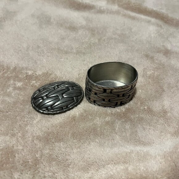 Pierre Deux Basketweave Pewter Box Small trinket - Picture 2 of 13